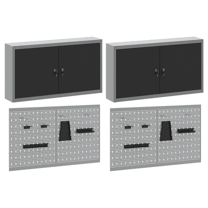 vidaXL Tool Cabinet Set with Shelf 6 pcs Black Powder-Coated Steel 6