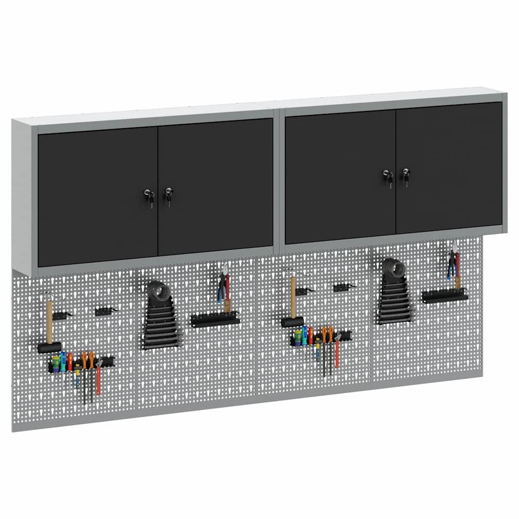 vidaXL Tool Cabinet Set with Shelf 6 pcs Black Powder-Coated Steel 3