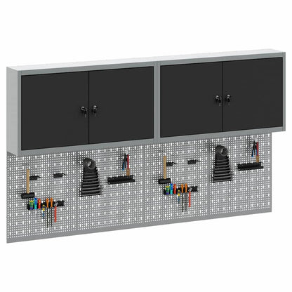 vidaXL Tool Cabinet Set with Shelf 6 pcs Black Powder-Coated Steel 3