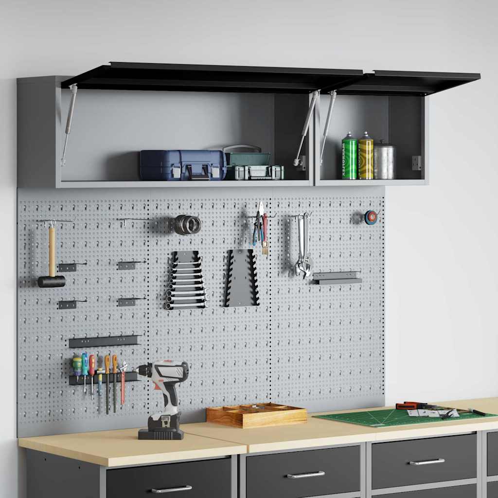 vidaXL Tool Cabinet Set with Shelf with Storage 5 pcs Black Steel 4
