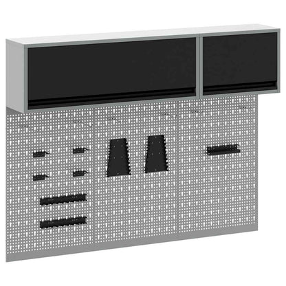 vidaXL Tool Cabinet Set with Shelf with Storage 5 pcs Black Steel 2