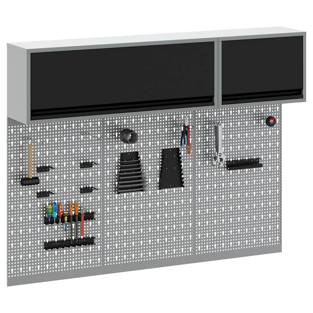 vidaXL Tool Cabinet Set with Shelf with Storage 5 pcs Black Steel 3