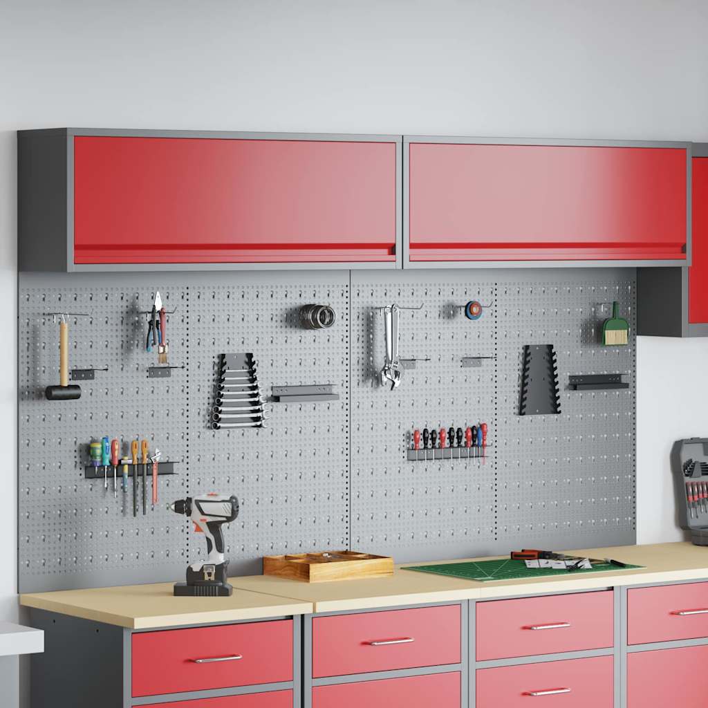 vidaXL Tool Cabinet Set with Shelf with Storage 6 pcs Red Steel 1