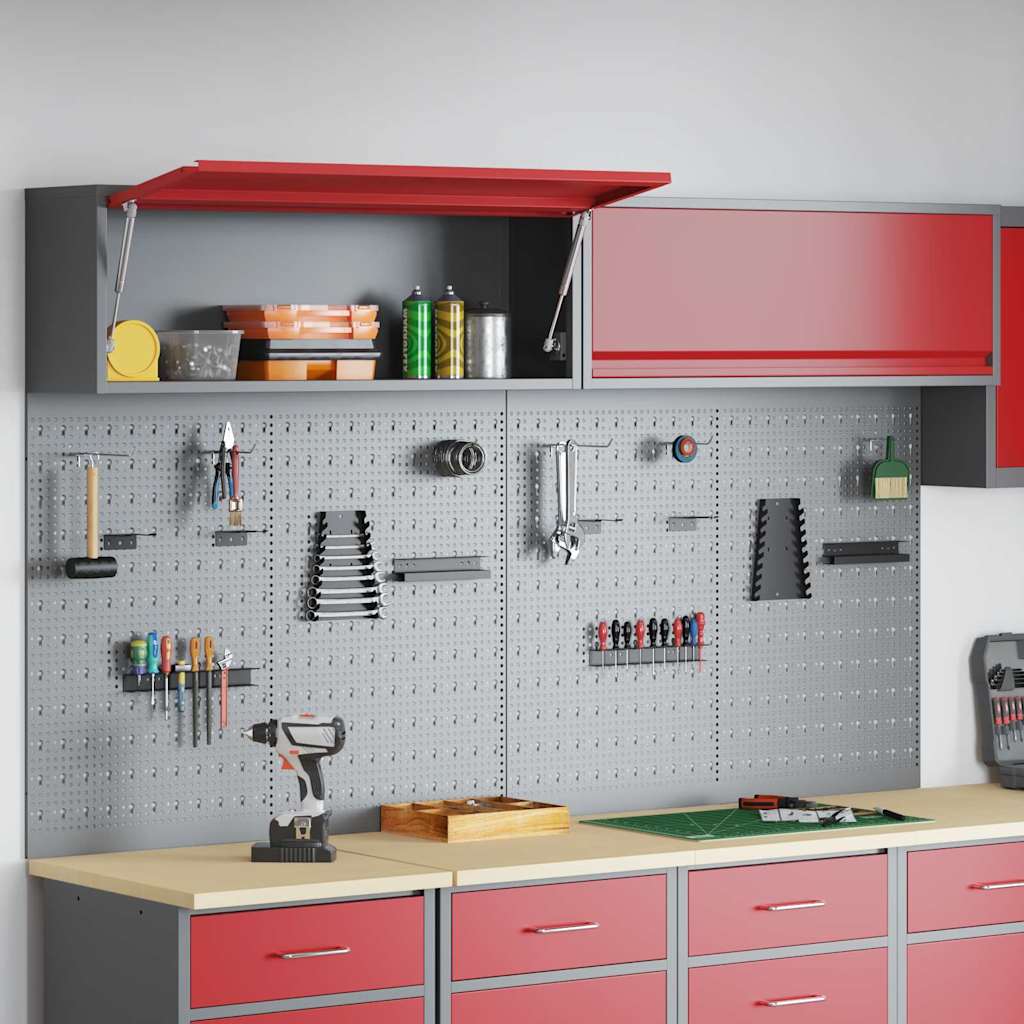 vidaXL Tool Cabinet Set with Shelf with Storage 6 pcs Red Steel 4