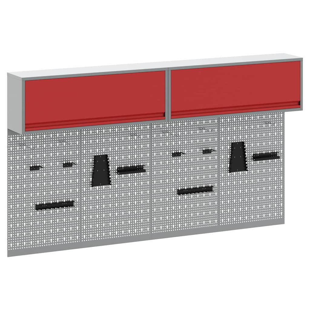 vidaXL Tool Cabinet Set with Shelf with Storage 6 pcs Red Steel 2