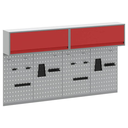 vidaXL Tool Cabinet Set with Shelf with Storage 6 pcs Red Steel 2