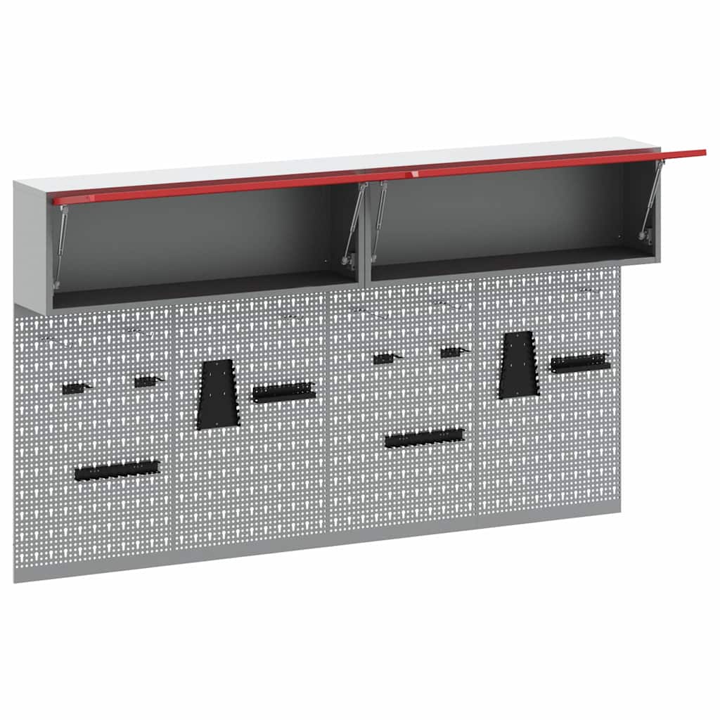 vidaXL Tool Cabinet Set with Shelf with Storage 6 pcs Red Steel 5