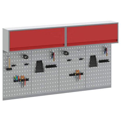 vidaXL Tool Cabinet Set with Shelf with Storage 6 pcs Red Steel 3
