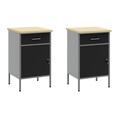 vidaXL Work Cabinet with Drawer 5 pcs Black Engineered Wood and Steel 6