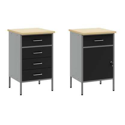 vidaXL Work Cabinet with Drawer 5 pcs Black Engineered Wood and Steel 6