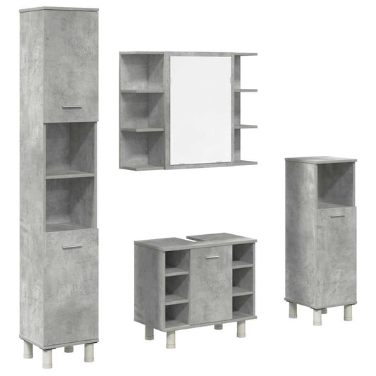 4 Piece Bathroom Furniture Set Engineered Wood Concrete grey