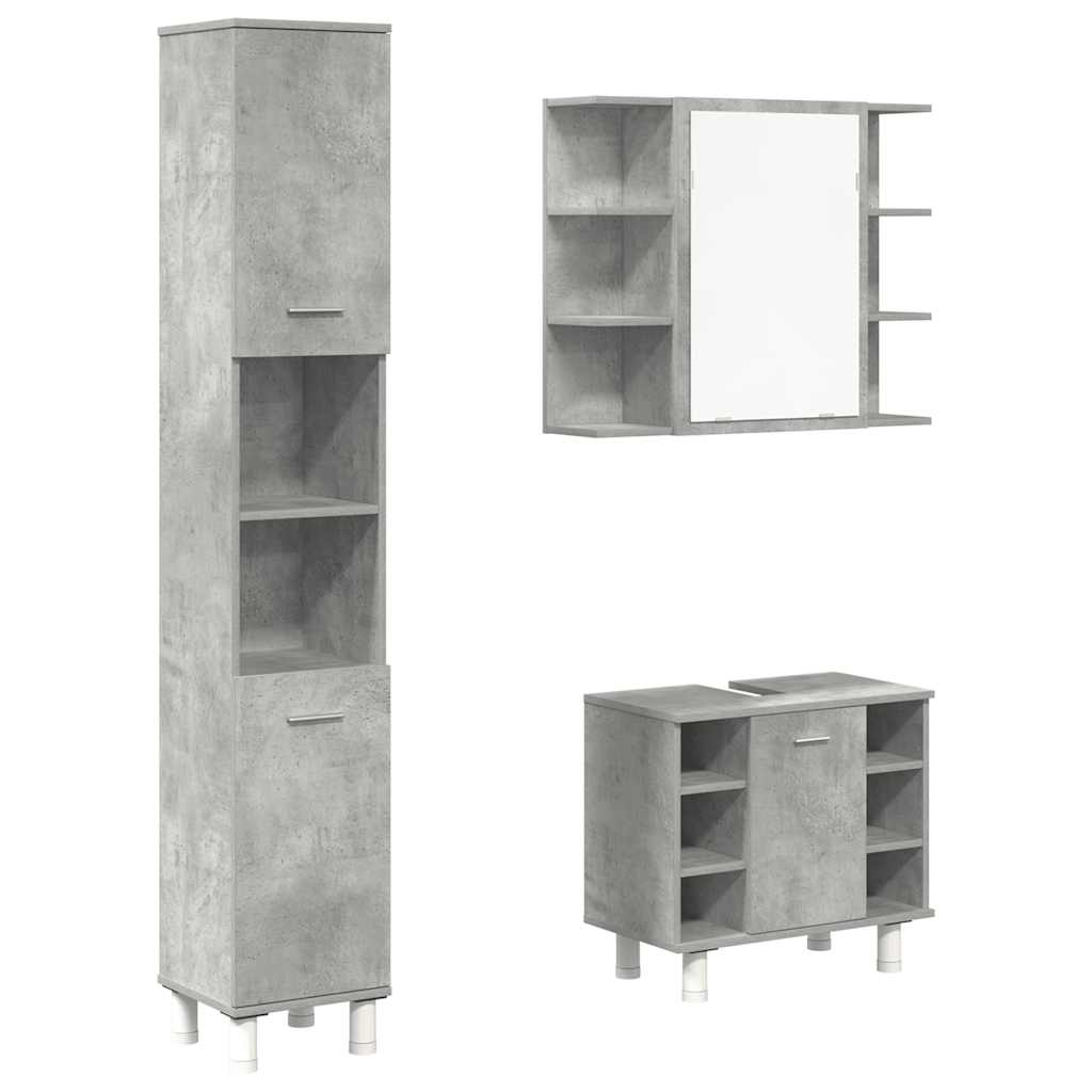 vidaXL 3 Piece Bathroom Furniture Set Concrete Grey Engineered Wood 2