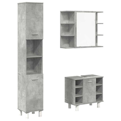 vidaXL 3 Piece Bathroom Furniture Set Concrete Grey Engineered Wood 2