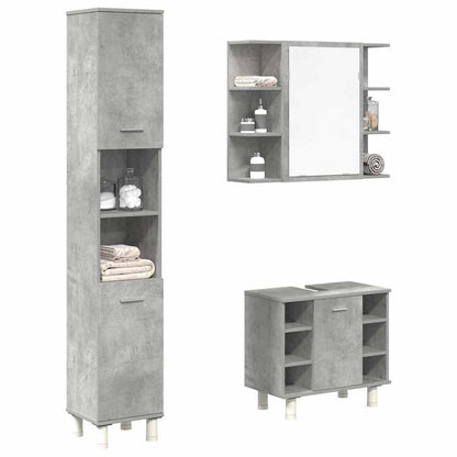 vidaXL 3 Piece Bathroom Furniture Set Concrete Grey Engineered Wood 1
