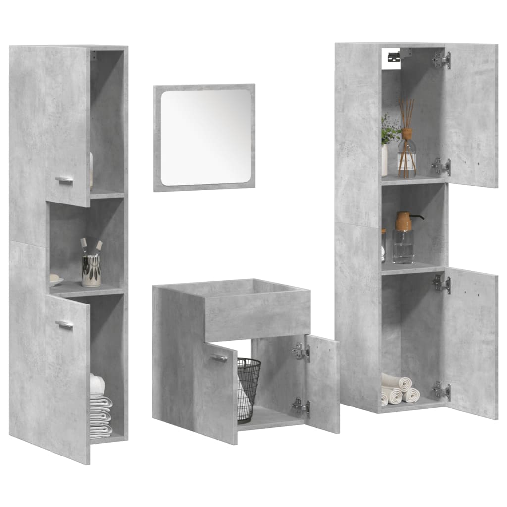 Bathroom Furniture Set Engineered Wood 41 x 38.5 x 46 cm Concrete grey