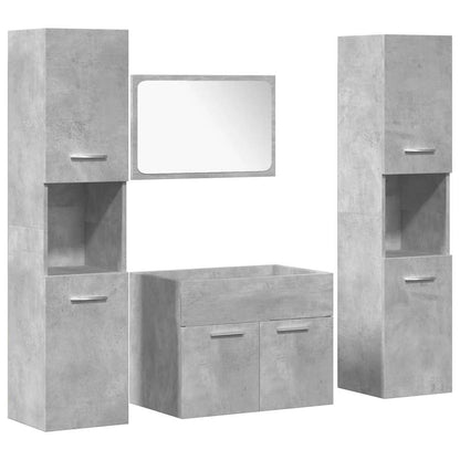 vidaXL 4 Piece Bathroom Furniture Set Concrete Grey Engineered Wood 2
