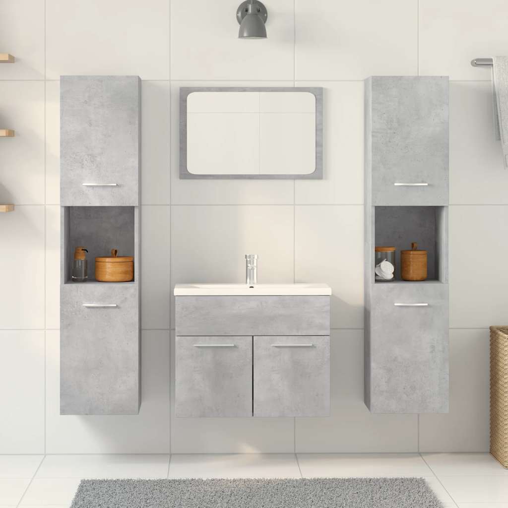 vidaXL 4 Piece Bathroom Furniture Set Concrete Grey Engineered Wood 1