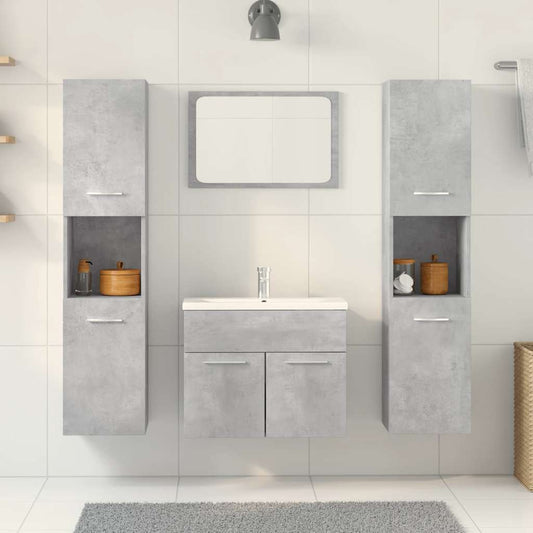 vidaXL 4 Piece Bathroom Furniture Set Concrete Grey Engineered Wood 1