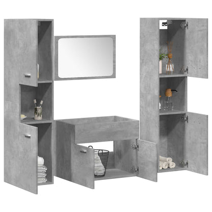 vidaXL 4 Piece Bathroom Furniture Set Concrete Grey Engineered Wood 3