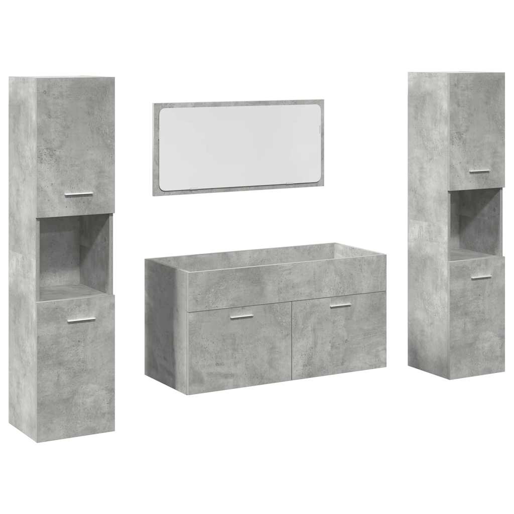 vidaXL 4 Piece Bathroom Furniture Set Concrete Grey Engineered Wood 2