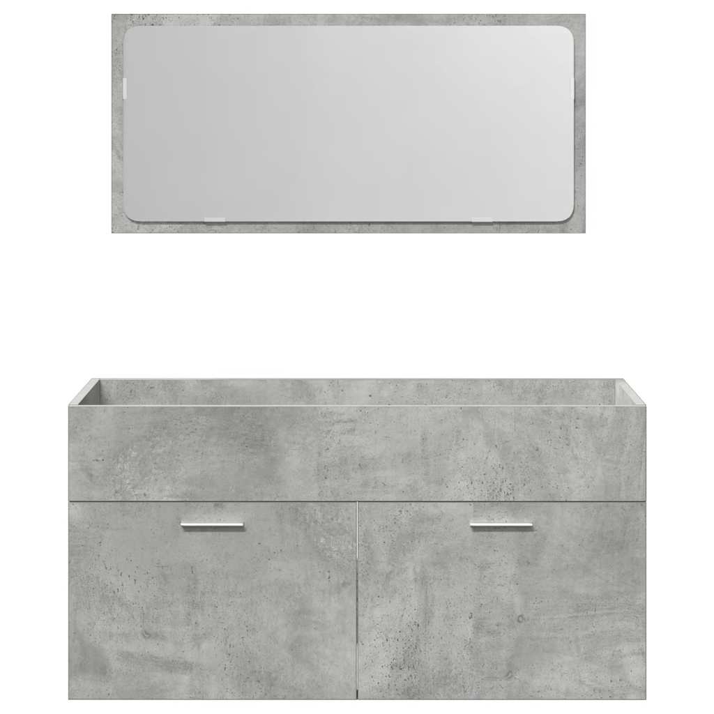 vidaXL 4 Piece Bathroom Furniture Set Concrete Grey Engineered Wood 4