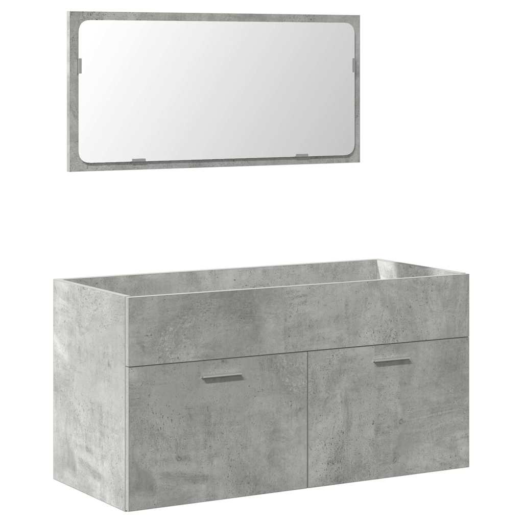 vidaXL 4 Piece Bathroom Furniture Set Concrete Grey Engineered Wood 5