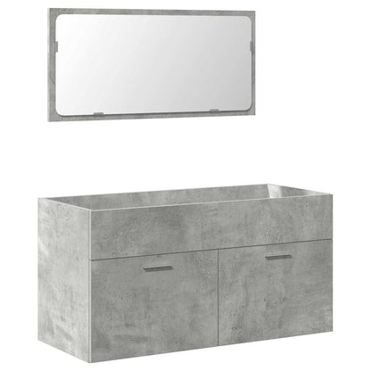 vidaXL 4 Piece Bathroom Furniture Set Concrete Grey Engineered Wood 5