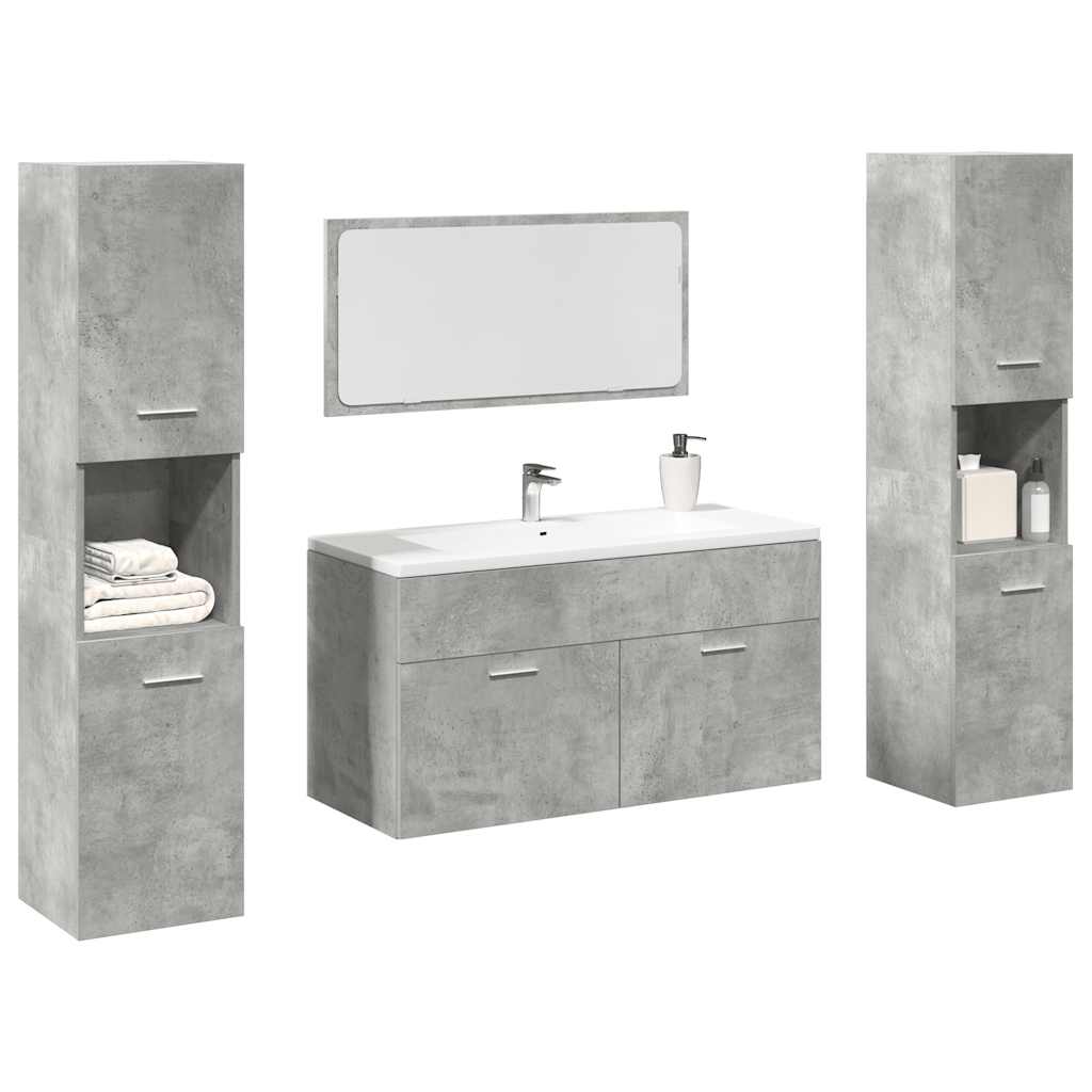 vidaXL 4 Piece Bathroom Furniture Set Concrete Grey Engineered Wood 1
