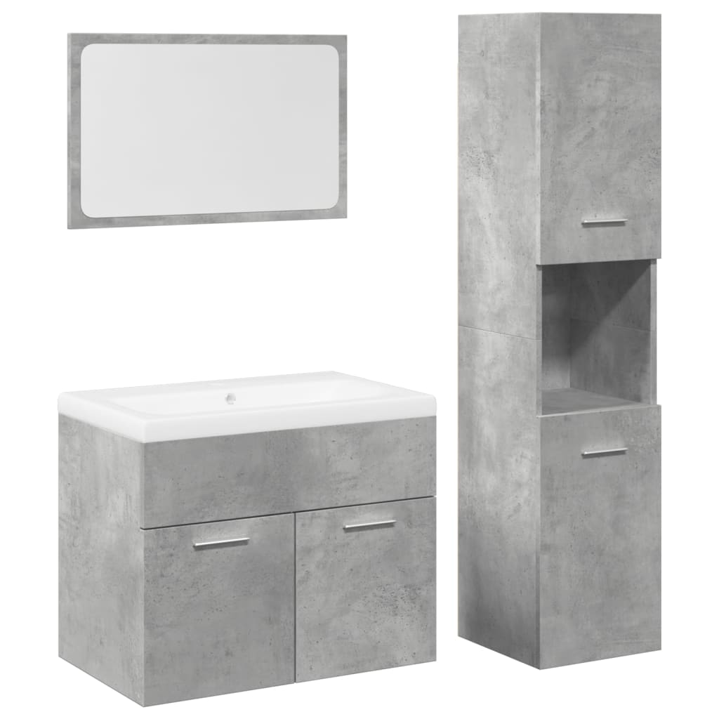vidaXL 4 Piece Bathroom Furniture Set Concrete Grey Engineered Wood 2