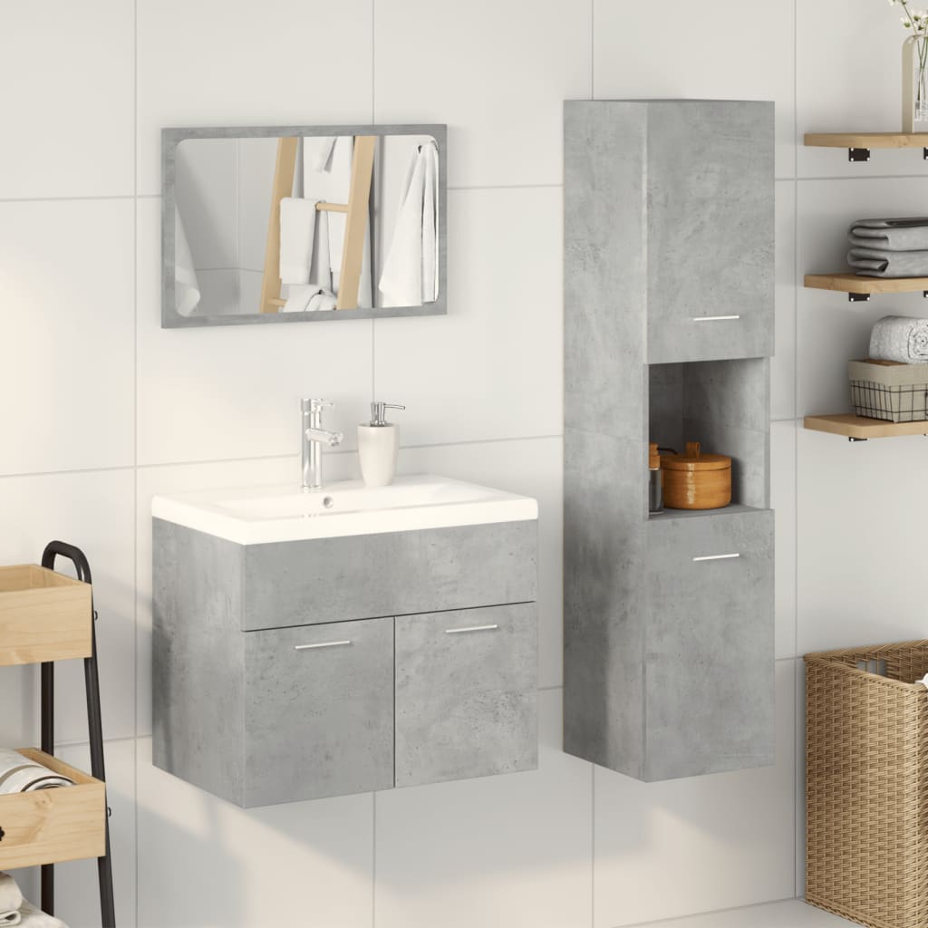 vidaXL 4 Piece Bathroom Furniture Set Concrete Grey Engineered Wood 3