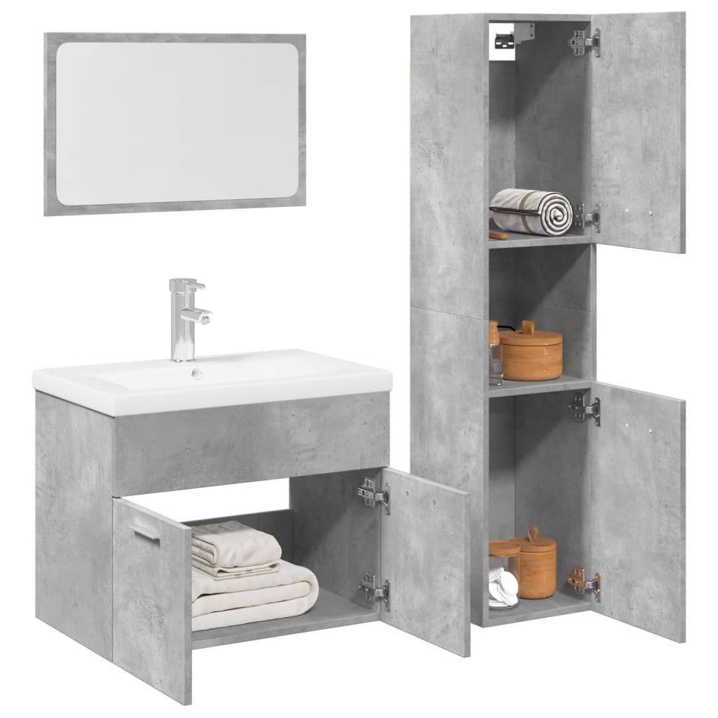vidaXL 4 Piece Bathroom Furniture Set Concrete Grey Engineered Wood 1