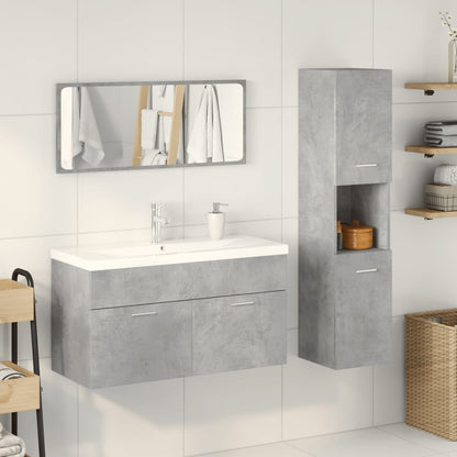 vidaXL 4 Piece Bathroom Furniture Set Concrete Grey Engineered Wood 3