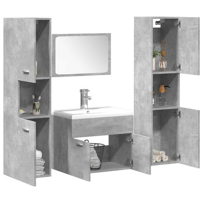 vidaXL 4 Piece Bathroom Furniture Set Concrete Grey Engineered Wood 3