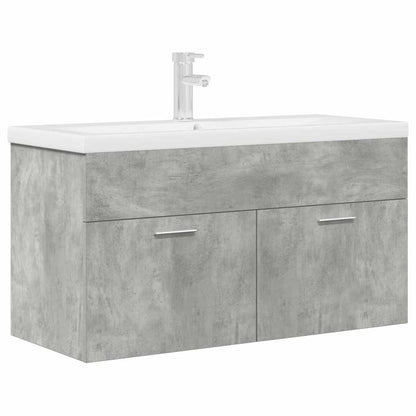 vidaXL Bathroom Sink Cabinet with Built-in Basin and Faucet Concrete Grey 1