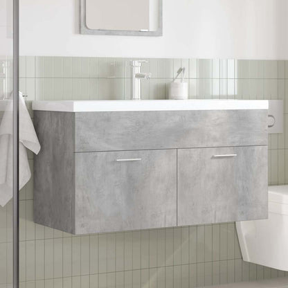 vidaXL Bathroom Sink Cabinet with Built-in Basin and Faucet Concrete Grey 2