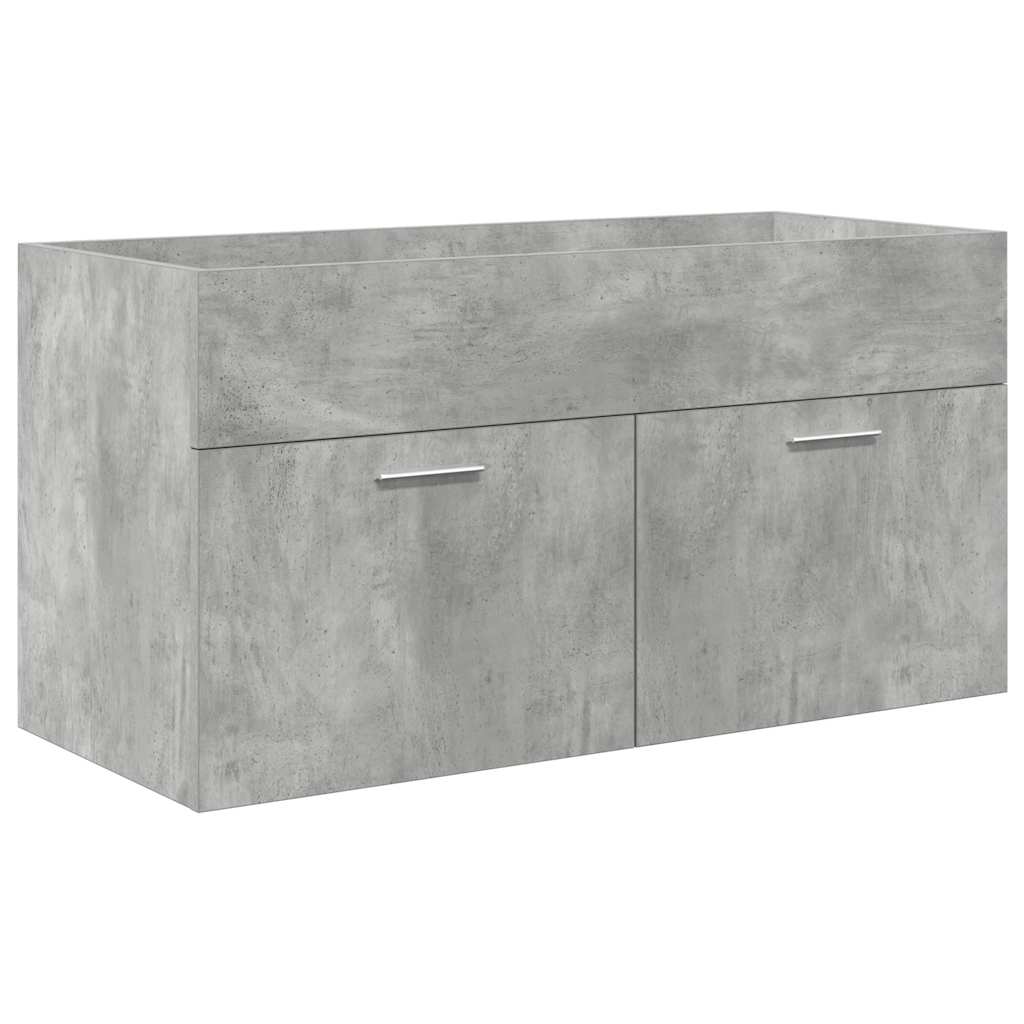vidaXL Bathroom Sink Cabinet with Built-in Basin and Faucet Concrete Grey 5