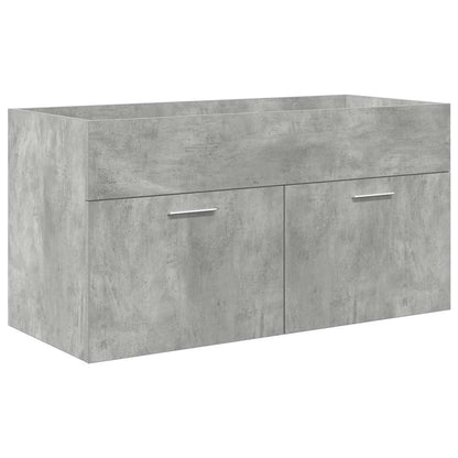 vidaXL Bathroom Sink Cabinet with Built-in Basin and Faucet Concrete Grey 5