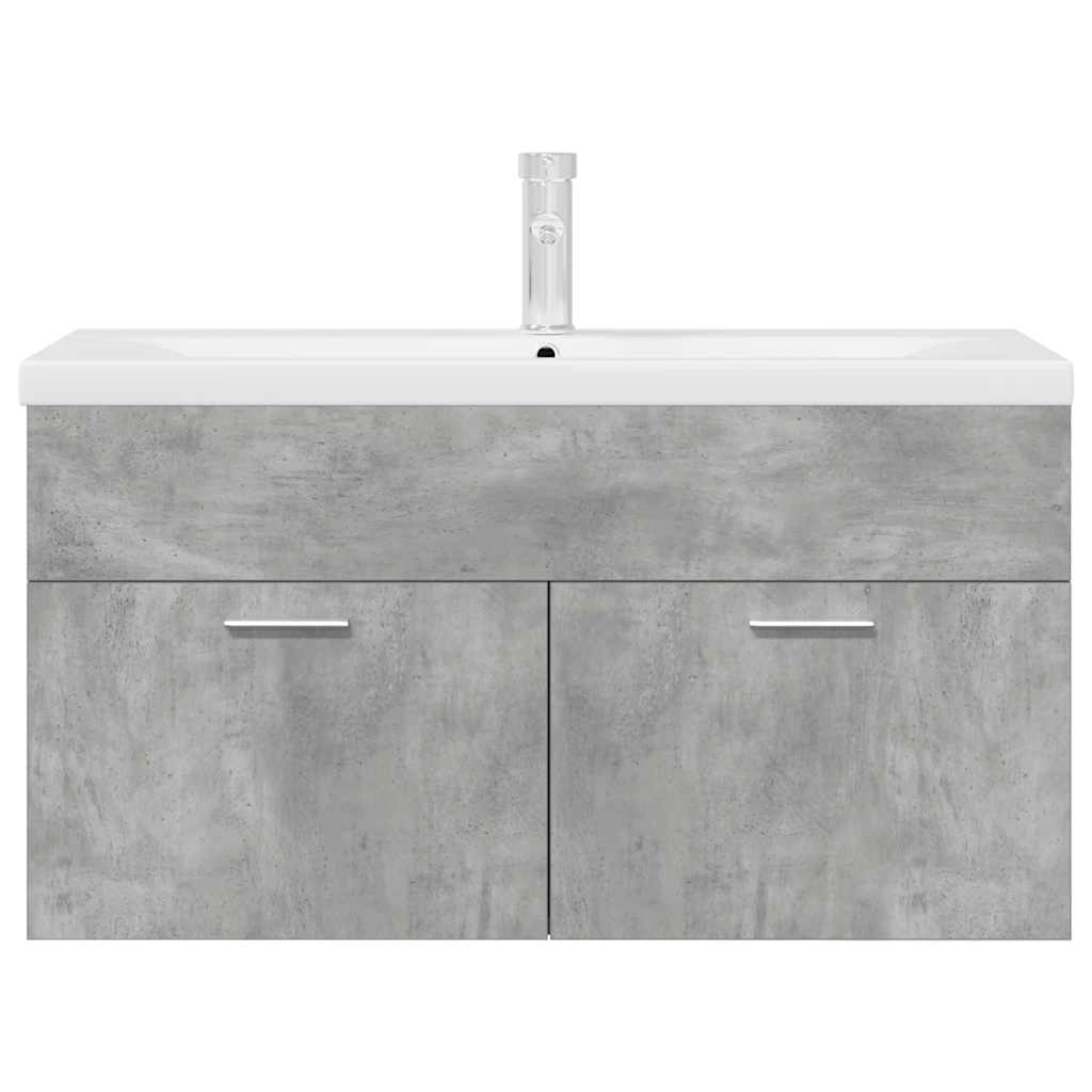 vidaXL Bathroom Sink Cabinet with Built-in Basin and Faucet Concrete Grey 6
