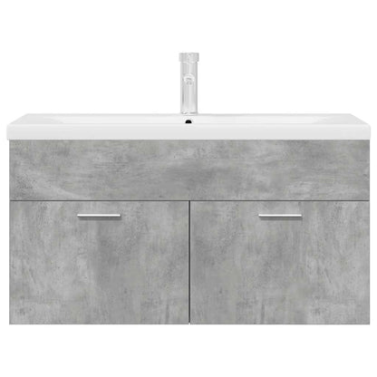 vidaXL Bathroom Sink Cabinet with Built-in Basin and Faucet Concrete Grey 6