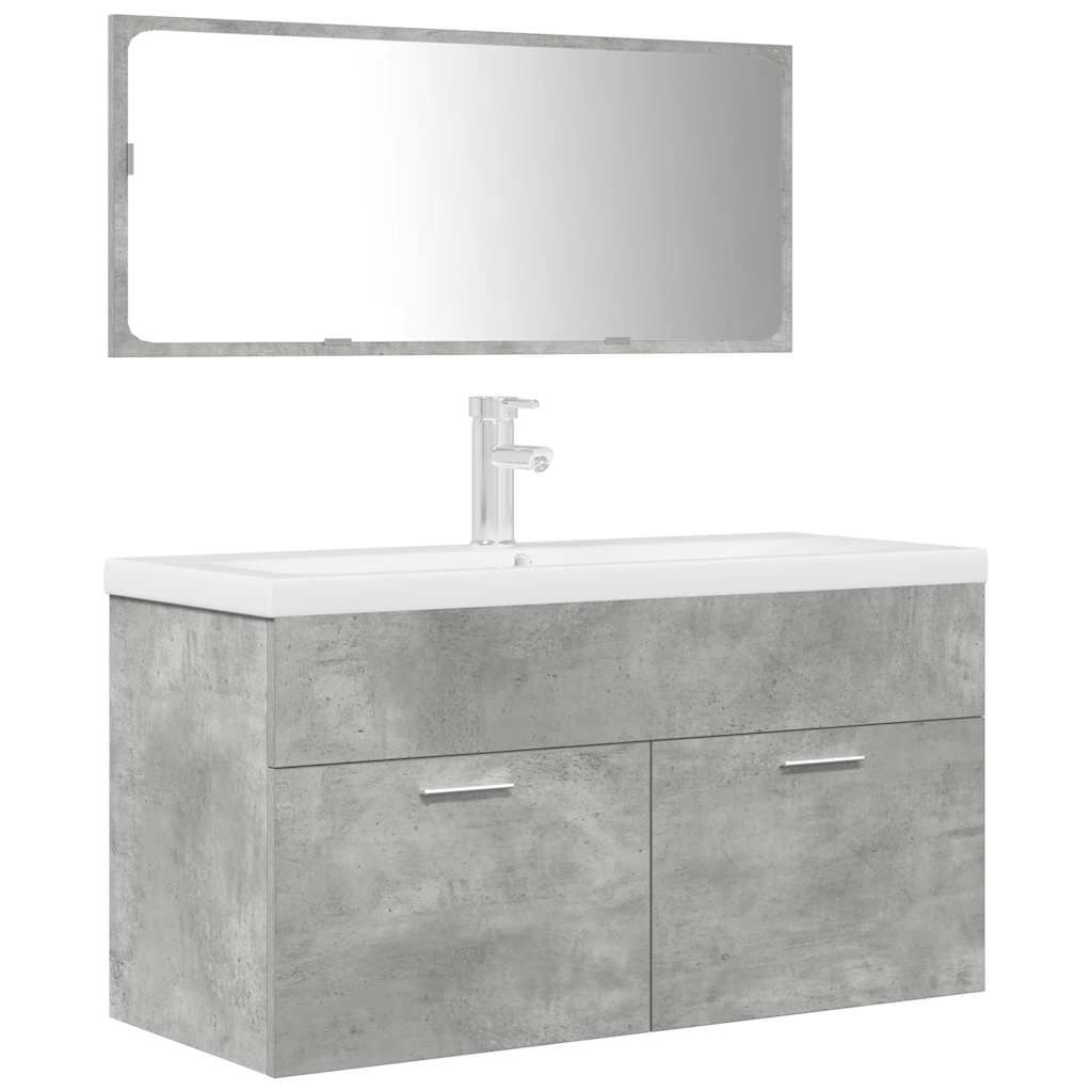 vidaXL 3 Piece Bathroom Furniture Set Concrete Grey Engineered Wood 2