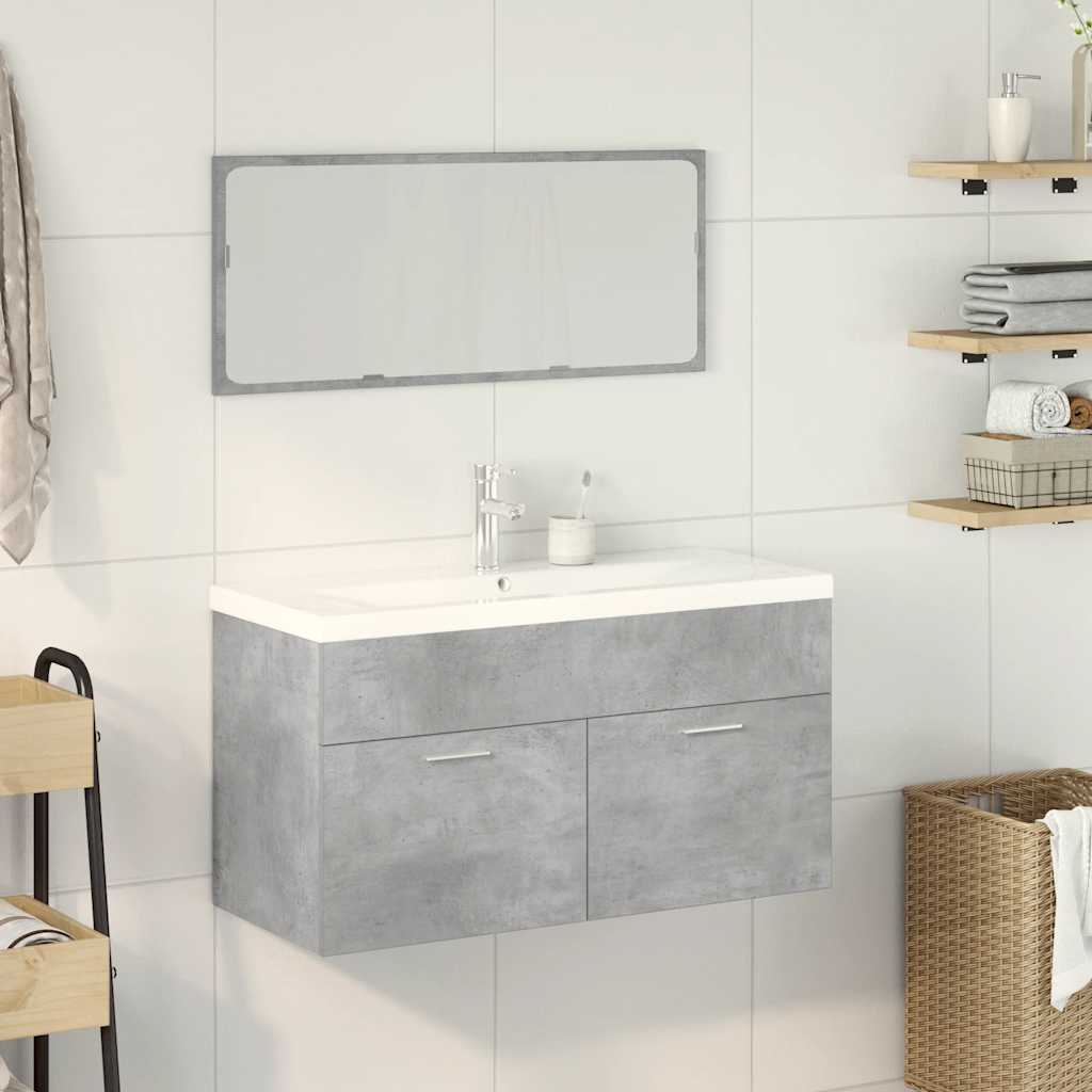 vidaXL 3 Piece Bathroom Furniture Set Concrete Grey Engineered Wood 3