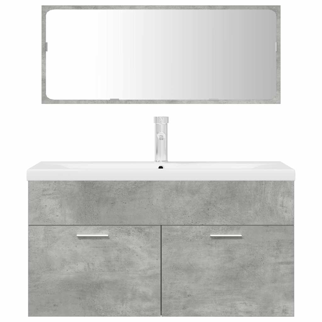 vidaXL 3 Piece Bathroom Furniture Set Concrete Grey Engineered Wood 4
