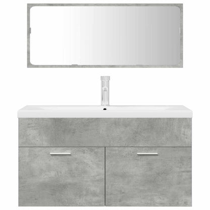 vidaXL 3 Piece Bathroom Furniture Set Concrete Grey Engineered Wood 4