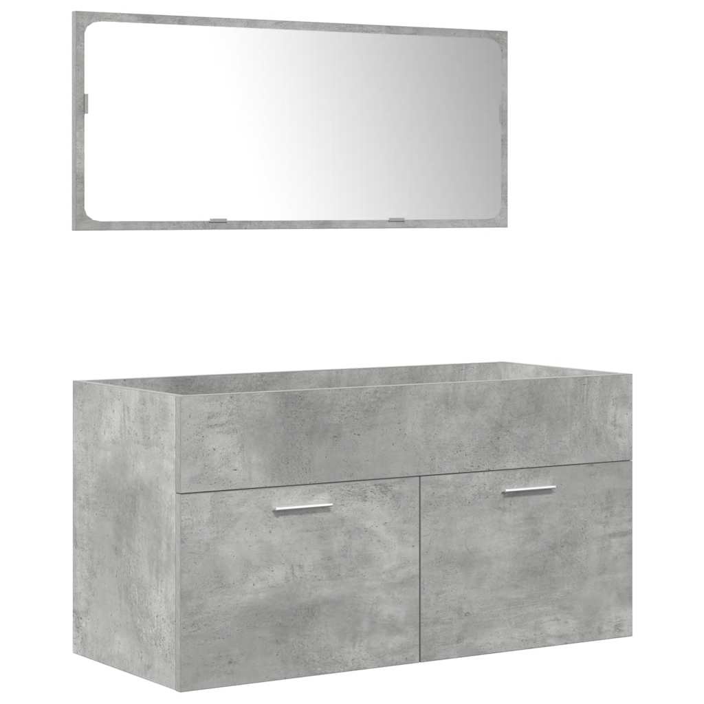 vidaXL 3 Piece Bathroom Furniture Set Concrete Grey Engineered Wood 5