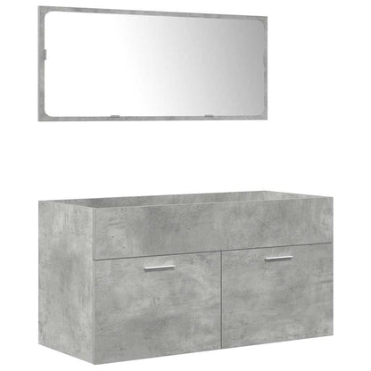 vidaXL 3 Piece Bathroom Furniture Set Concrete Grey Engineered Wood 5