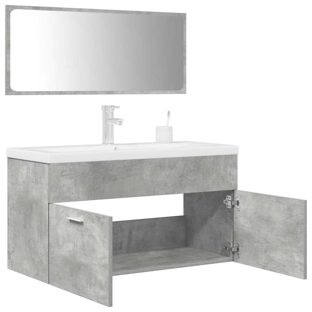 vidaXL 3 Piece Bathroom Furniture Set Concrete Grey Engineered Wood 1