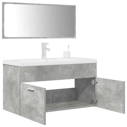 vidaXL 3 Piece Bathroom Furniture Set Concrete Grey Engineered Wood 1