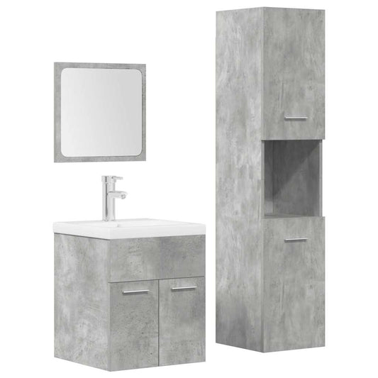 4 Piece Bathroom Furniture Set Engineered Wood Concrete grey 41 x 38.5 x 46 cm