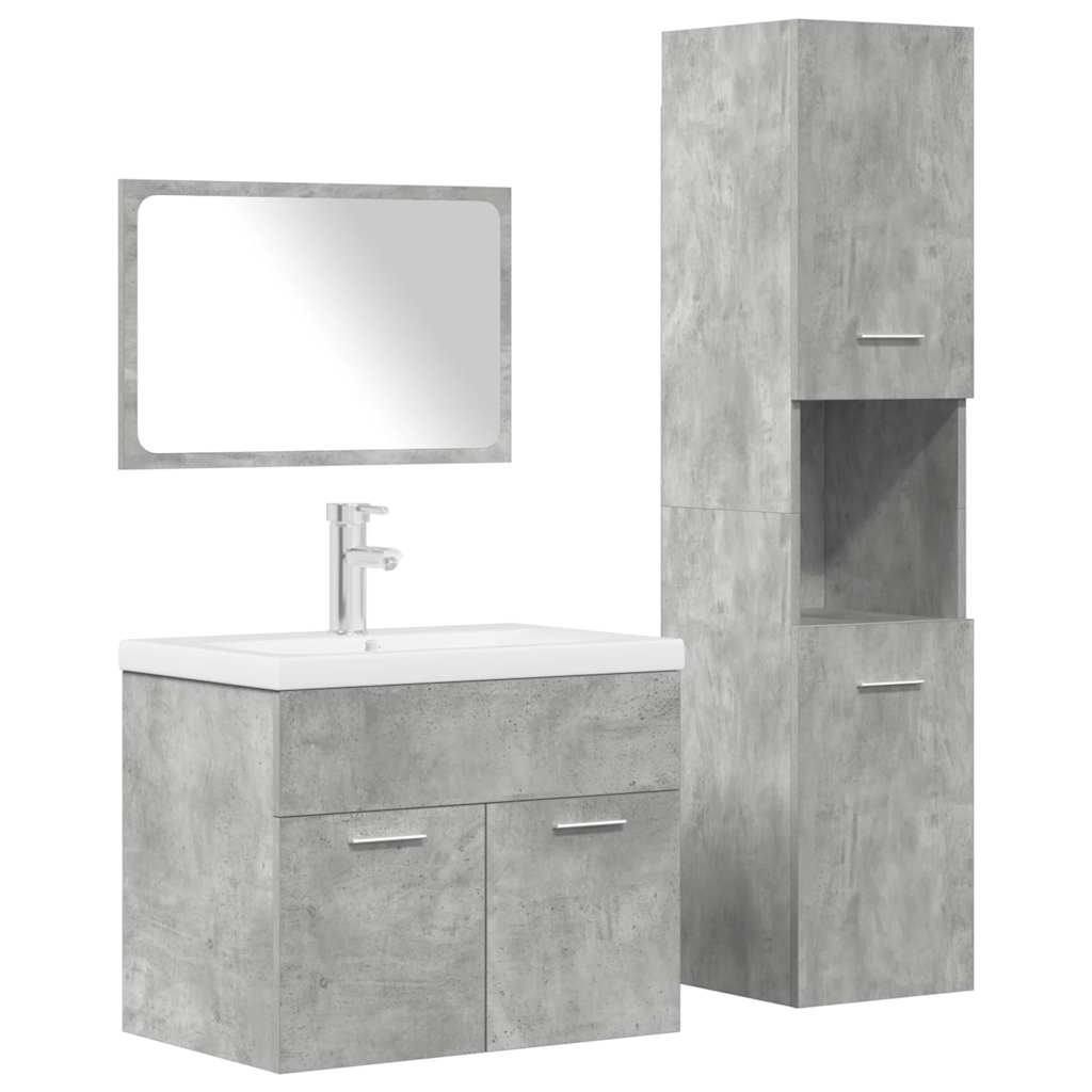 vidaXL 4 Piece Bathroom Furniture Set Concrete Grey Engineered Wood 1