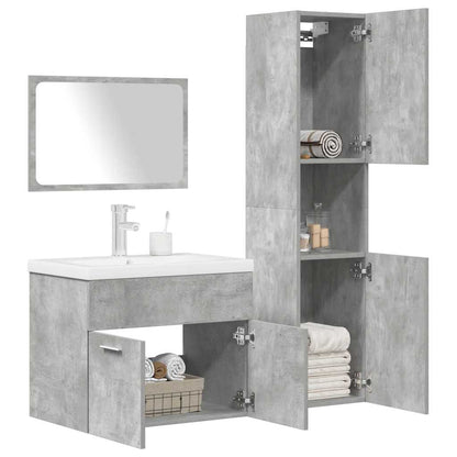 vidaXL 4 Piece Bathroom Furniture Set Concrete Grey Engineered Wood 3